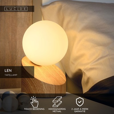 Lucide LEN - Tafellamp - Ø 10 cm - 1xG9 - Licht hout